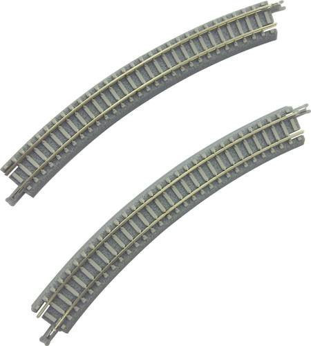 Rokuhan 7297067 Z Gleis mit Bettung, gebogenes Gleis überhöht 30 Grad, 220 mm, 6 Stück - Bild 1