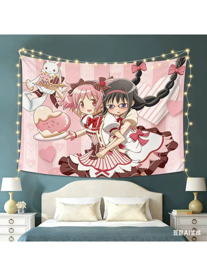 VIKAMA Magical Girl Madoka Magica Anime Wandteppich, Mehrfarbiger Wandbehang für dein Zuhause, Breite: 60 cm, Höhe: 40 cm - Bild 4