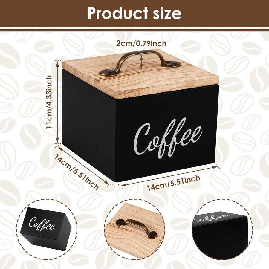 Willstar Kaffee-Aufbewahrungsbox aus Holz mit Deckel für Nespresso und Keurig Kapseln, Farbe: Braun oder Schwarz - Bild 2