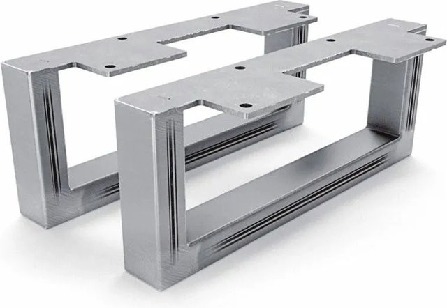 HEVVA Möbelfüße GRAZ 2er Set aus Rohstahl in Silber Matt, Höhe: 10 cm, Tiefe: 25 cm - Bild 1