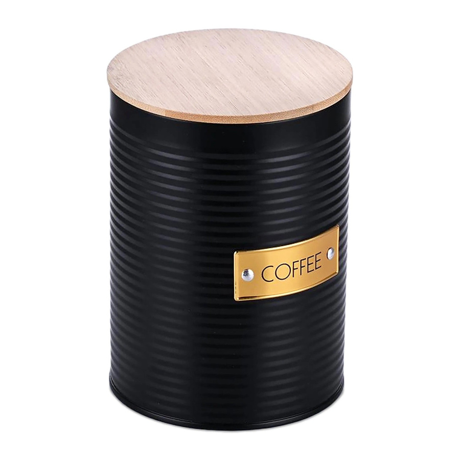 Luftdichte Kaffeedose von Relaxdays aus Stahl und Bambus in Schwarz und Natur, B: 16 cm, T: 11 cm - Bild 2