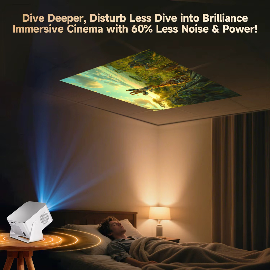 Magcubic Tragbarer Heimkino-Projektor HY350Max mit Android 14, 900 ANSI Lumen, Autofokus und 8K Unterstützung in Weiß - Bild 5