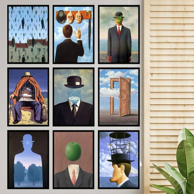 Wasserdichter Wandaufkleber im Surrealismus-Stil von Rene Magritte als selbstklebendes Kunst Poster in Mehrfarbig - Bild 1