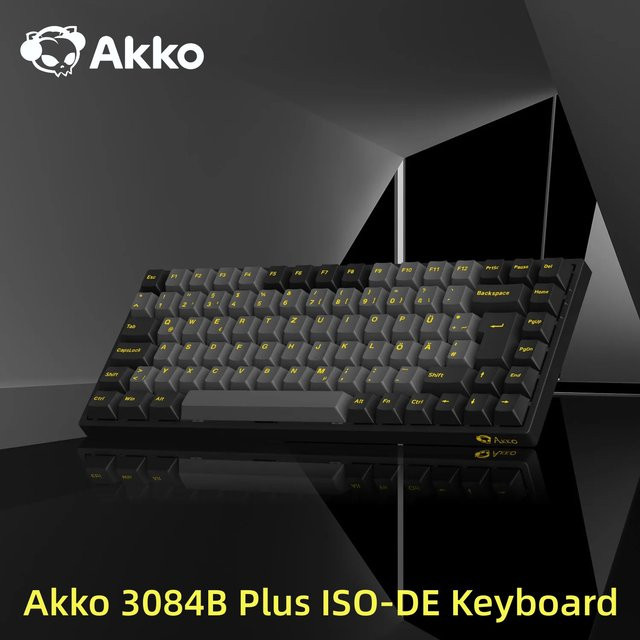 Akko 3084B Plus Mechanische Gaming-Tastatur Schwarz und Gold, 75 % ISO-DE-Layout, Hot-Swap, Multi-Modi mit 2,4 GHz, Bluetooth 5.0 und USB Typ-C - Bild 1