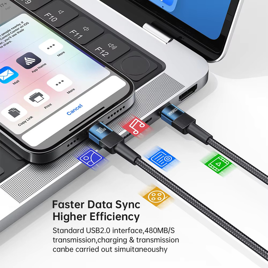 NNBILI 3er-Set USB-C auf USB-C Schnellladekabel 100W in Schwarz für iPhone, Samsung und PS5 - Bild 2