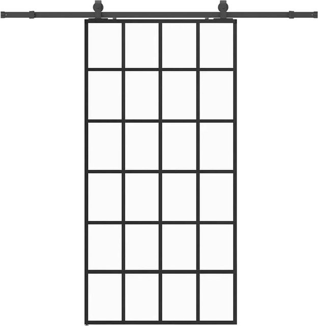 vidaXL Schiebetür aus ESG-Glas in Schwarz mit Beschlag, B/H: 102 x 205 cm - Bild 1