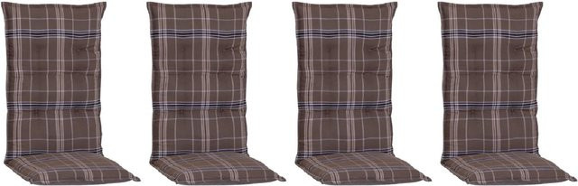 Beo Sitzauflage Hochlehner Brilon 4er-Set Karo Braun, B/H: 50 x 118 cm - Bild 1