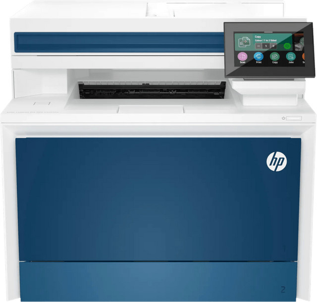 HP Color LaserJet Pro MFP 4302fdw Farblaser-Multifunktionsdrucker mit Drucken, Scannen, Kopieren und Faxen, Farbe: Weiß/Blau, WLAN und LAN - Bild 1