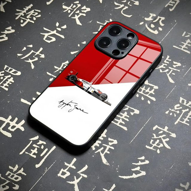 Rastar Ayrton Senna F1 Handyhülle für iPhone kompatibel mit verschiedenen Modellen in Schwarz und Multicolour mit Glas-Schutz - Bild 1