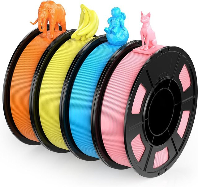 DINGSUN 3D-Drucker-Filament PLA Set, 4 Farben, 1,75 mm, 4 x 250 g, FDM Multicolour - Bild 1