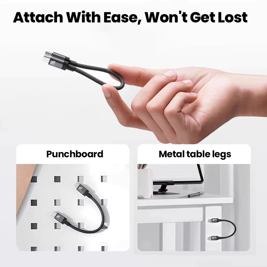 SIKAI 240W USB-C zu USB-C Magnetisches Kurzkabel mit Pony-Design Kabelorganisator für Schnellladung und Datenübertragung, Länge: 0,16 m - Bild 2