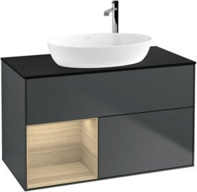 V&B Waschtischunterschrank Finion 100 mit Wandbeleuchtung in lackierter Ausführung, Breite: 100 cm, Höhe: 50,1 cm, Tiefe: 50,1 cm - Bild 1