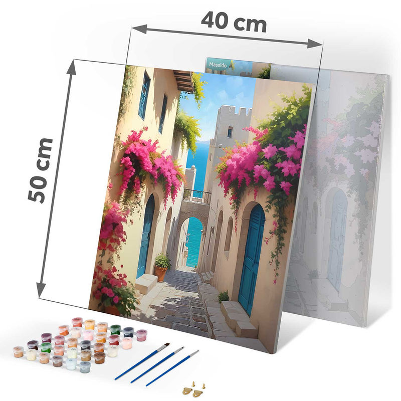 Malen nach Zahlen Set von Massido mit Stadtlandschaft auf Leinwand, mehrfarbig, B: 50 cm, H: 40 cm - Bild 7
