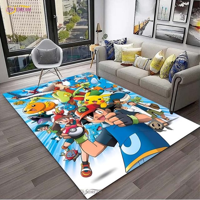 Miniso Pokemon Pikachu Teppich für Kinder, rutschfest und waschbar, B/T: 80 x 120 cm, mehrfarbig - Bild 1
