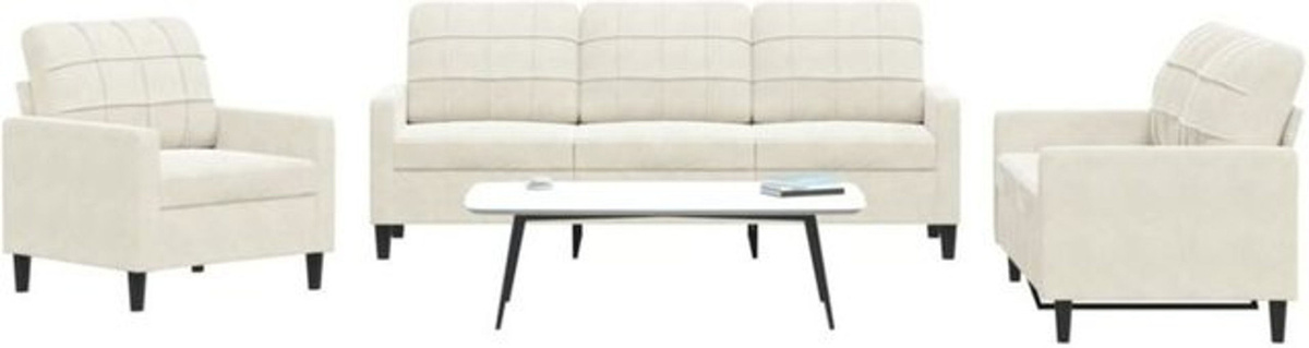 Vidaxl 3-tlg. Sofagarnitur aus Samt mit Kissen in Beige im modernen Design - Bild 1