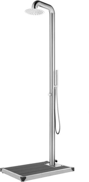 vidaXL Gartendusche aus Edelstahl mit grauer Bodenplatte, Höhe: 230 cm - Bild 1