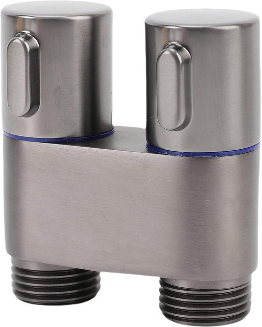 OutsideWorld Eckventil Doppelsteuerung aus Messing mit 1 In 2 Out Anschlüssen G1/2 Außengewinde in gebürstetem Nickel - Bild 1