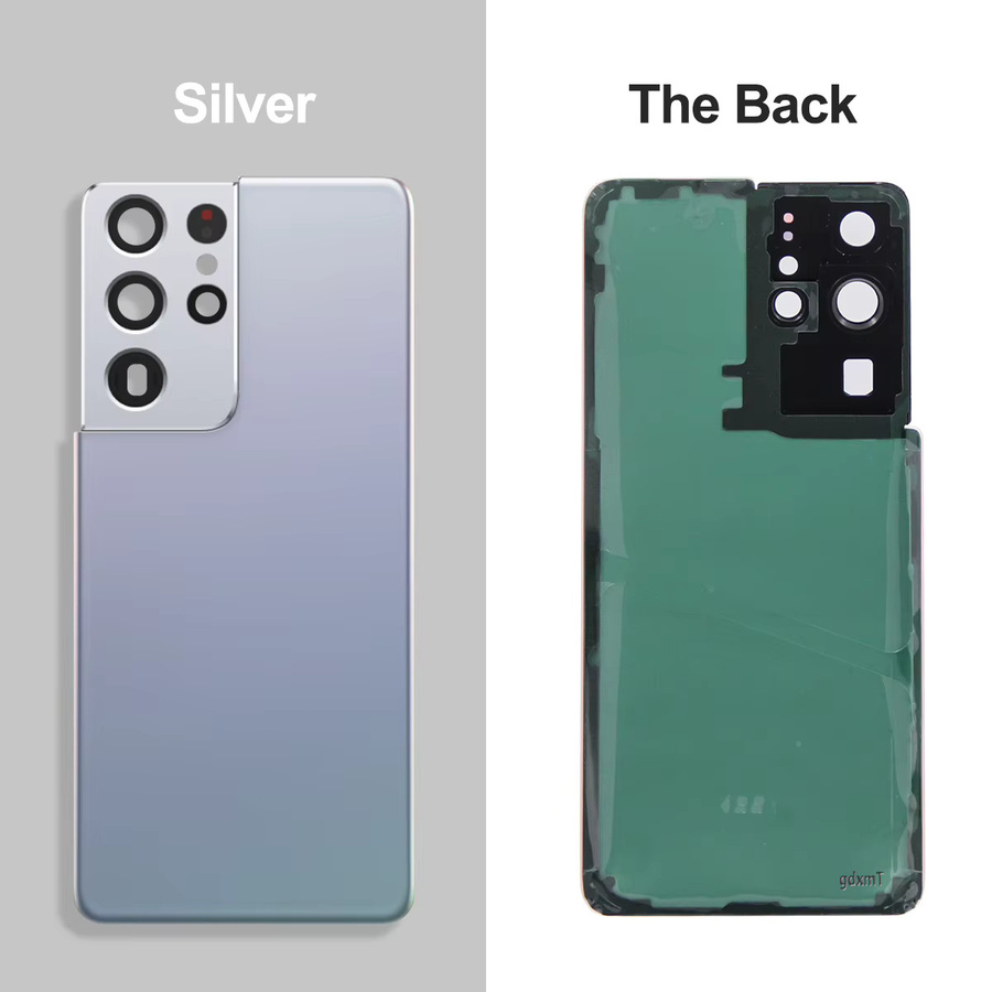 Sinmaytai Ersatz Glaspanel für Samsung S21 Ultra SM-G998B Rückseitige Gehäuseabdeckung mit Kameralinse in Silber - Bild 4