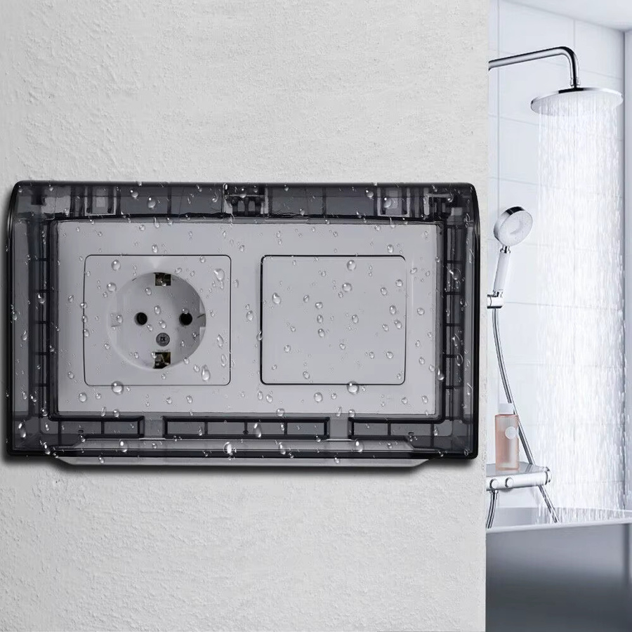 86 Duplex-Steckdose mit Spritzschutz Box für den Innenbereich in Weiß und Transparent - Bild 2