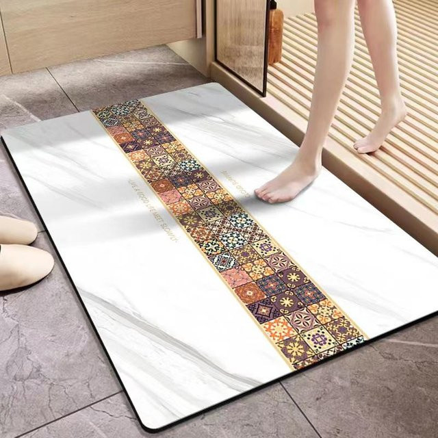 Absorbierende und rutschfeste Kieselgurmatte von Yiran Furniture, weiß, gestreift, B/T: 60 x 40 cm - Bild 1