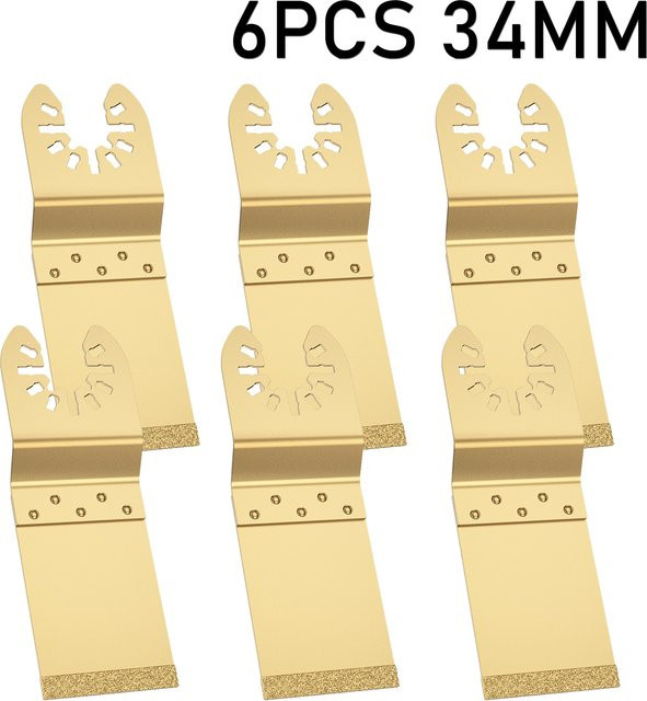 6 Stück Oszillierende Sägeblätter 1–3/8 Zoll mit Hartmetallspitzen für Multitools zum Schneiden von Holz, Metall und Mauerwerk in Gold - Bild 1
