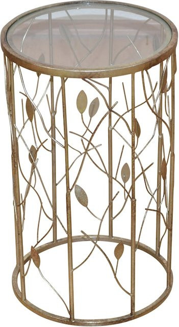 Beistelltisch Fanny von Möbel direkt online in Gold mit Glasplatte und Blätterverzierung, B/T/H: 51 x 31 x 51 cm - Bild 1