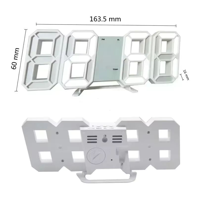 Moderne digitale LED-Tischuhr in Weiß zur Dekoration für Schlafzimmer und Wohnräume, stehend, B/T/H: 12,5 x 5,5 x 5,5 cm - Bild 5