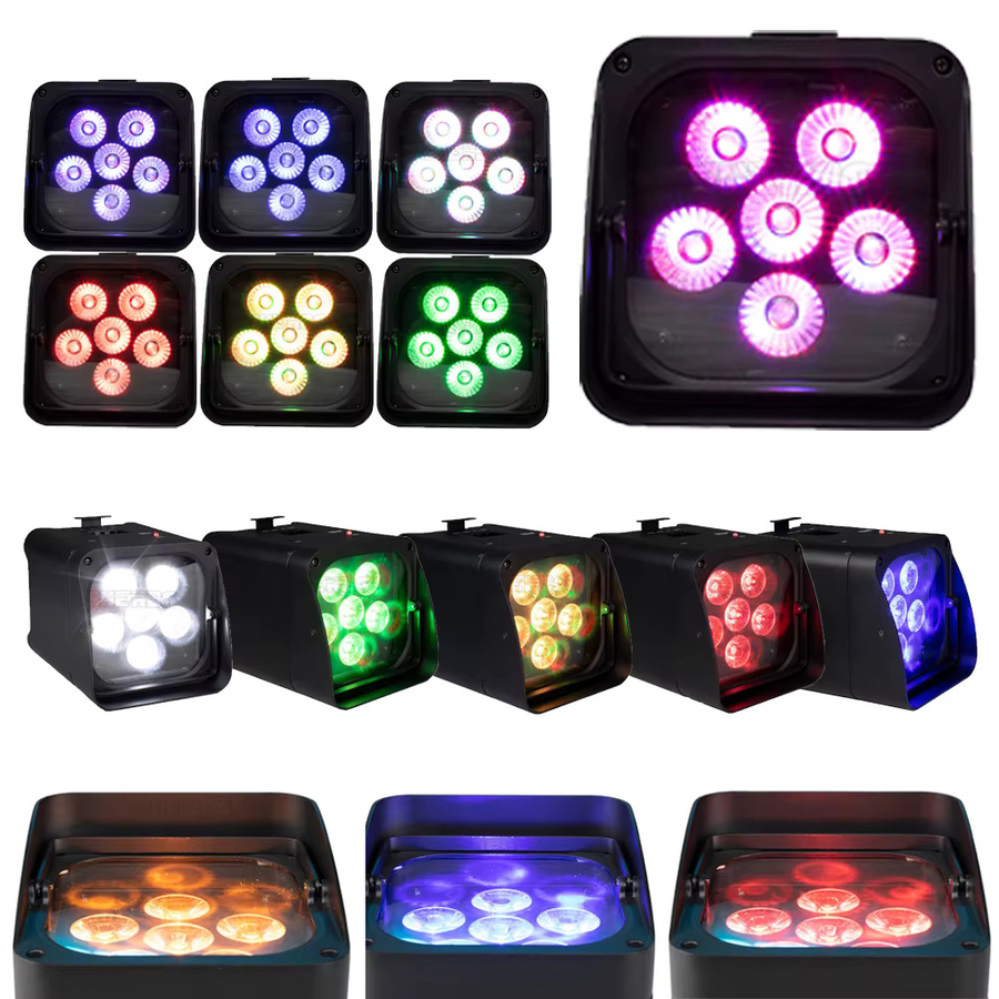 SHEHDS 6in1 LED Par Licht RGBAW+UV mit Batterie und beweglichem Griff, Schwarz - Bild 4
