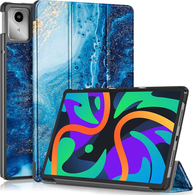 Dreifach faltbare Smart-Tablet-Hülle mit Standfunktion für Lenovo Tab M11 TB330FU TB331FC Xiaoxin Pad 11 2024, Farbe: Blau - Bild 1