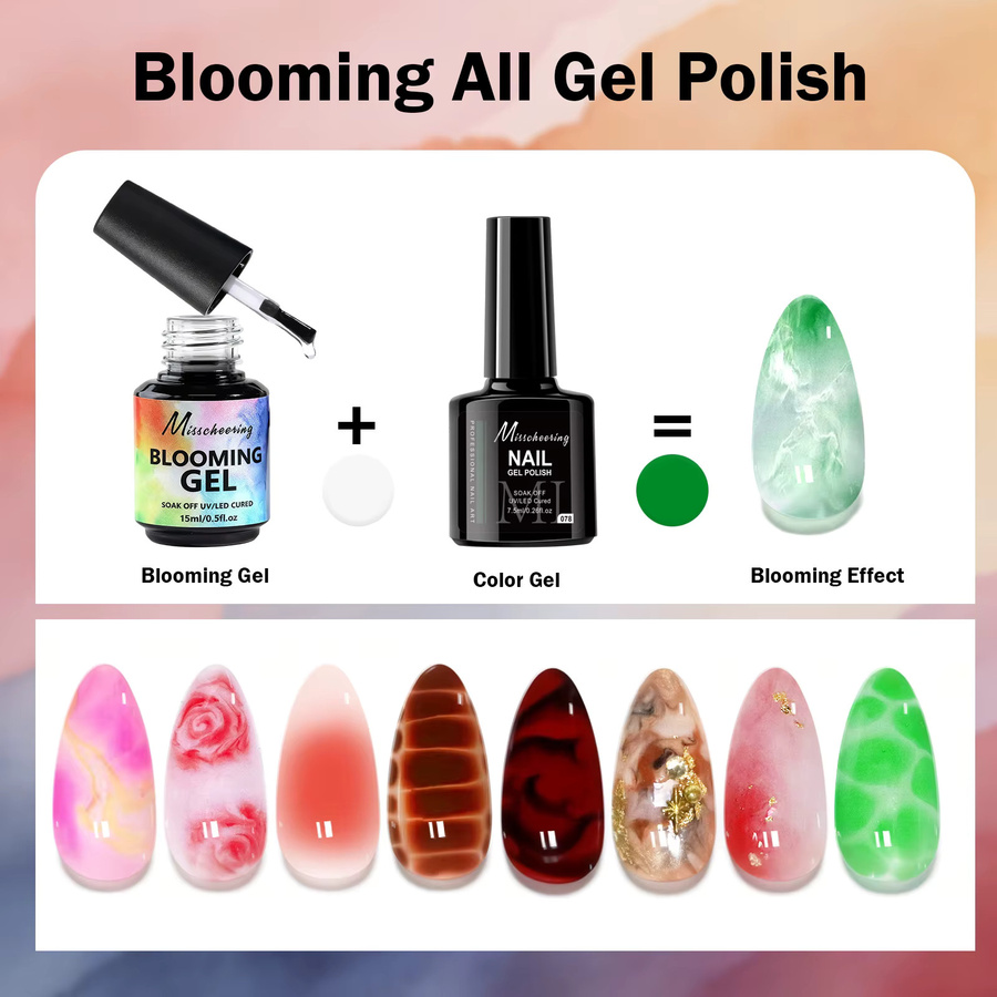 Misscheering Blooming Gel Polish, 15 ml, Transparent, Marmor-Effekt - Bild 2