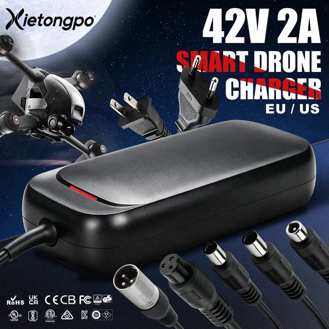 XIETONGPO 42V 2A Batterieladegerät für 36V E-Bike und Elektroroller, 84W Schnellladegerät für 10S Lithium-Batterien, Schwarz - Bild 1