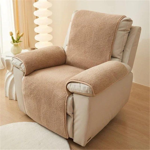 Rutschfester Plüsch Sofabezug für Relax Sessel und Liegesofas in Beige - Bild 1