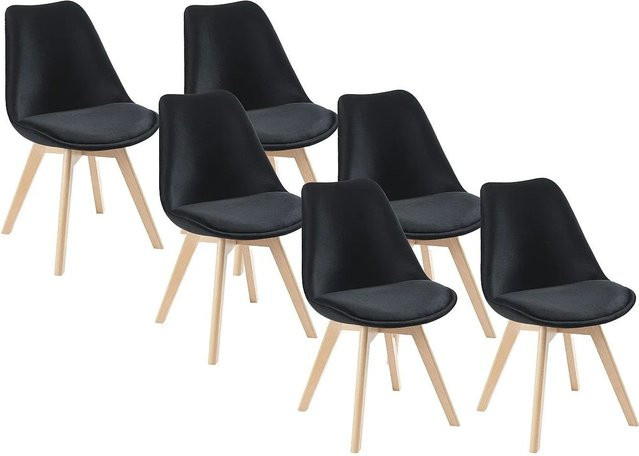 Stuhl Jody von Vente-unique in Schwarz aus Samt und Buche, Breite: 49 cm - Bild 1