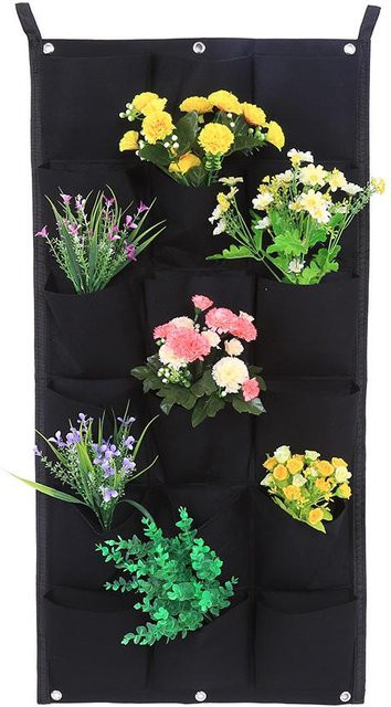 KONNWEI Wandhängender Pflanzer aus Filz mit 18 Taschen, Schwarz, B: 100 cm, H: 50 cm - Bild 1