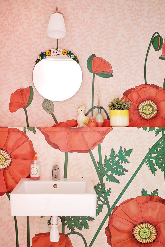 Eijffinger Tapete Poppies mit Mohnblumen-Wasserfarbenmuster in Rose/Rot, Vlies-Tapete - Bild 2