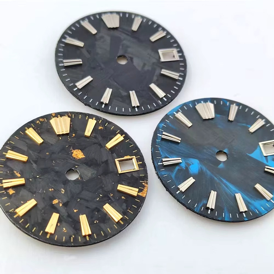 OUMASHI Zifferblatt, Kohlefaser, blau, 28,5 mm, passend für NH34NH35NH36 Uhrwerk - Bild 4