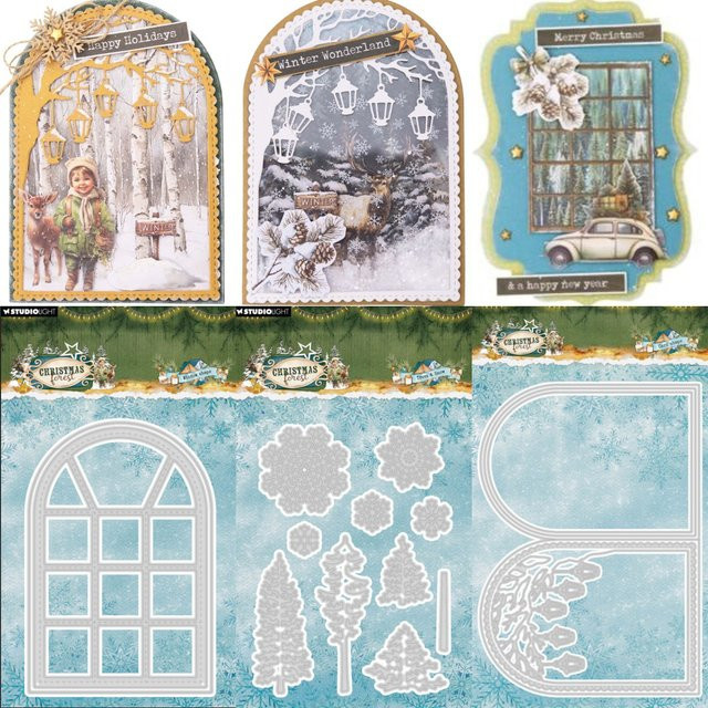 Stanzformen Bäume und Schnee für Scrapbook und Grußkarten, Motiv Schablone und Prägevorlage für DIY Dekorationen, Multicolor - Bild 1