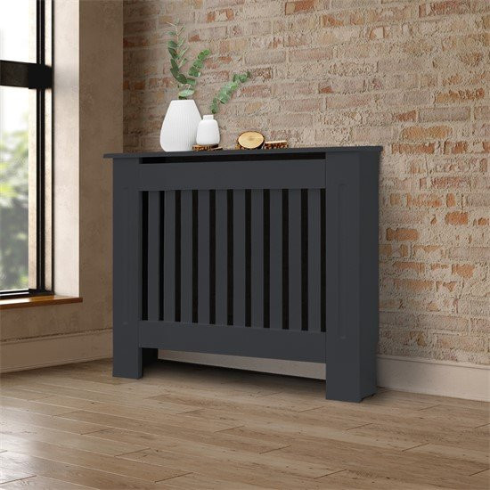 ML-Design Heizkörperverkleidung Landhaus Anthrazit aus MDF mit senkrechtem Streben-Design, B: 78 cm, T: 19 cm, H: 82 cm - Bild 1