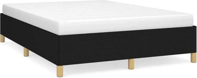 vidaXL Bettgestell aus Stoff in Schwarz mit gepolstertem Rahmen, B/T/H: 140 x 190 x 143 cm - Bild 1