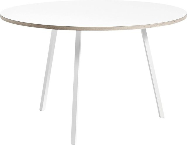 HAY Loop Stand Round Table runder Esstisch mit Linoleum-Oberfläche in Weiß - Bild 1