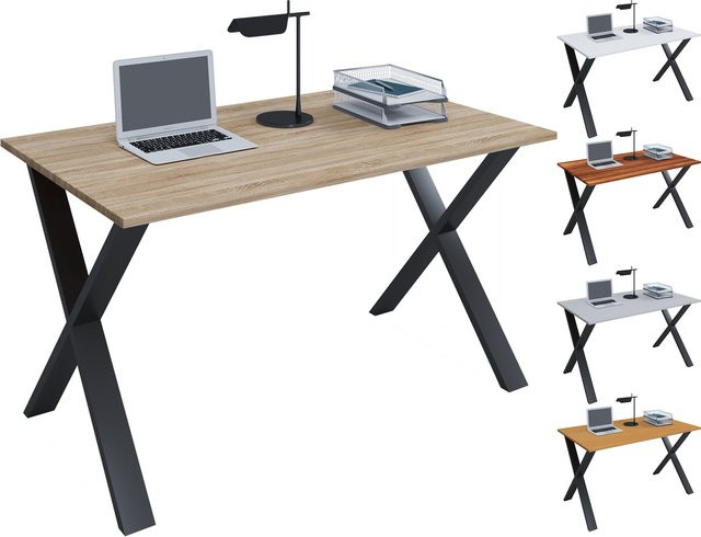 VCM Schreibtisch Lona U in Braun mit Holzstruktur-Nachbildung und Metallfüßen, H x B x T: 76 x 80 x 50 cm - Bild 1