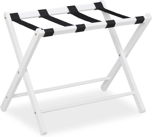 Klappbarer Kofferständer von Relaxdays aus Holz in Weiß, B/T/H: 54,5 x 66 x 44 cm - Bild 1