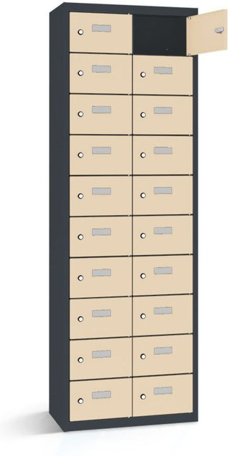 rotstahl Wertfachschrank mit 20 Fächern in Beige und anthrazitgrauem Korpus, B/T/H: 60 x 50 x 180 cm - Bild 1