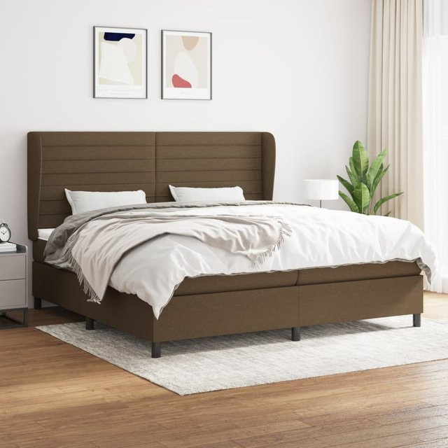 vidaXL Boxspringbett Hybrid mit Matratze und Kopfteil, Braun, B/T/H: 200 x 200 x 118 cm - Bild 3