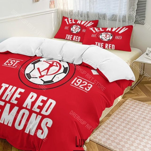 Bettwäsche-Set Hapoel Tel Aviv mit Bettbezug und Kissenbezug in Rot, Material Mikrofaser Polyester, B/H: 90 x 200 cm - Bild 1