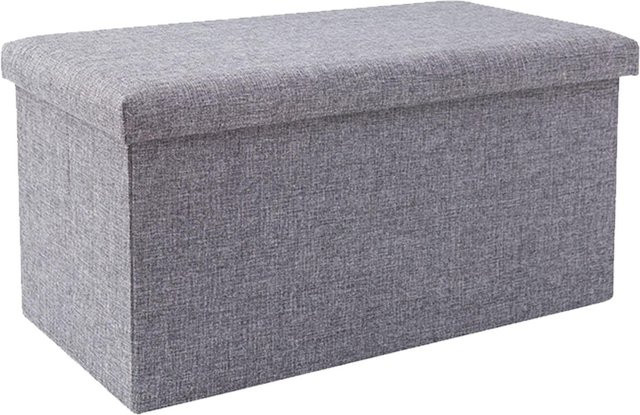 Aimo Klappbarer Aufbewahrungshocker aus Stoff in Grau als multifunktionale Fußstütze und Aufbewahrungsbox - Bild 1