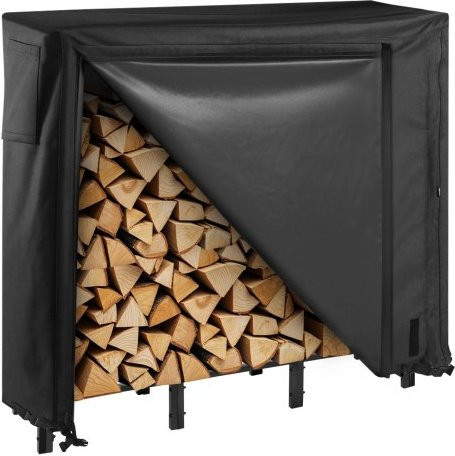 VEVOR Metall Kaminholzregal mit wasserdichter Abdeckung in Schwarz, B/T/H: 122 x 32 x 118 cm, wetterfester Brennholzunterstand aus pulverbeschichtetem Stahl für Garten, Terrasse und Veranda - Bild 1