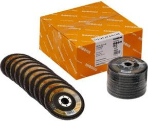 RHODIUS ALPHAline LSZ F2 VALUE PACK 40 Fächerschleifscheiben K60, Farbe: Orange, Durchmesser: 115 mm, Bohrung: 22,23 mm - Bild 1