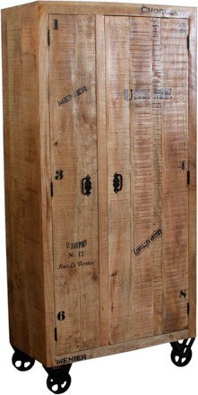 SIT Garderobenschrank RUSTIC aus Mangoholz und Metall, 2-türig, braun/schwarz, H: 190 cm, B: 90 cm, T: 90 cm