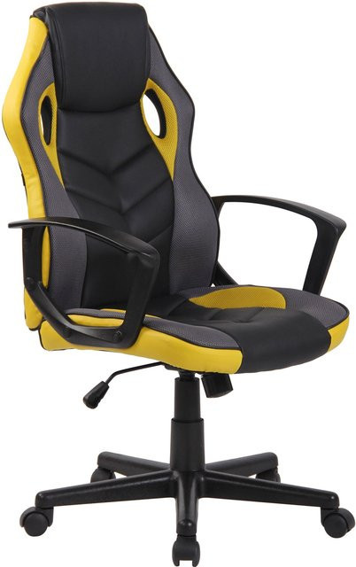 TPFLiving Gaming Bürostuhl Glan in Schwarz/Gelb aus Kunstleder mit Armlehnen und Rollen, B/T/H: 64 x 60 x 125 cm - Bild 1
